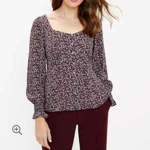 Loft Floral Square Neck Blouse